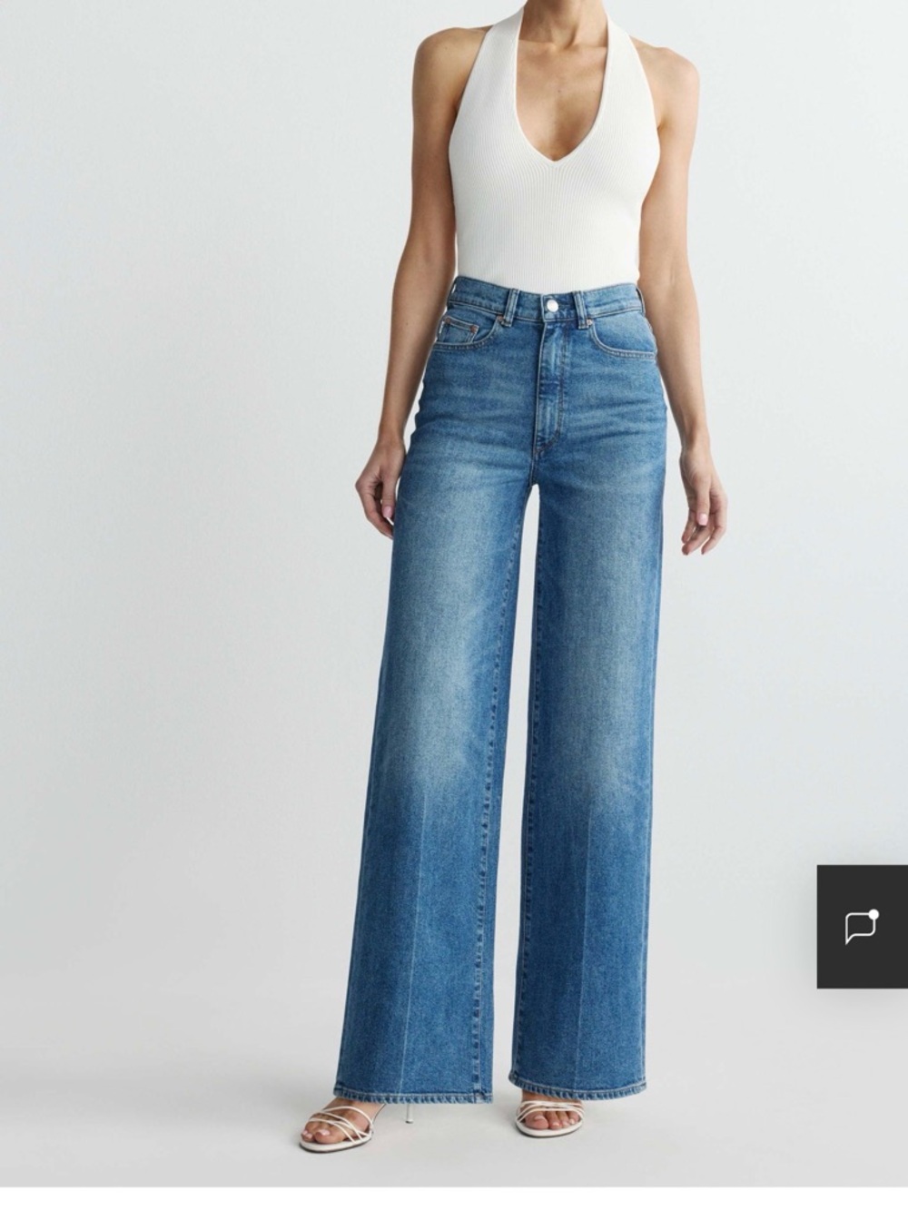 DL1961 Hepburn High-Rise Wide Leg Jeans in Blue Denim